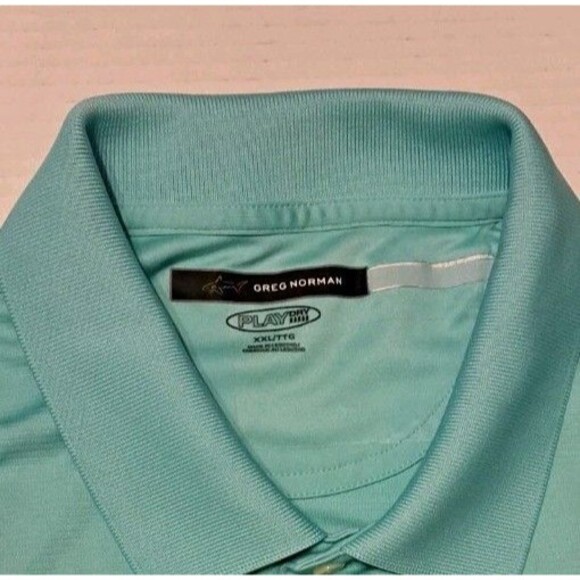 Greg Norman Polo Shirt Men’s 2XL Bright Teal Blue Play Dry Golf Performance - Picture 5 of 6